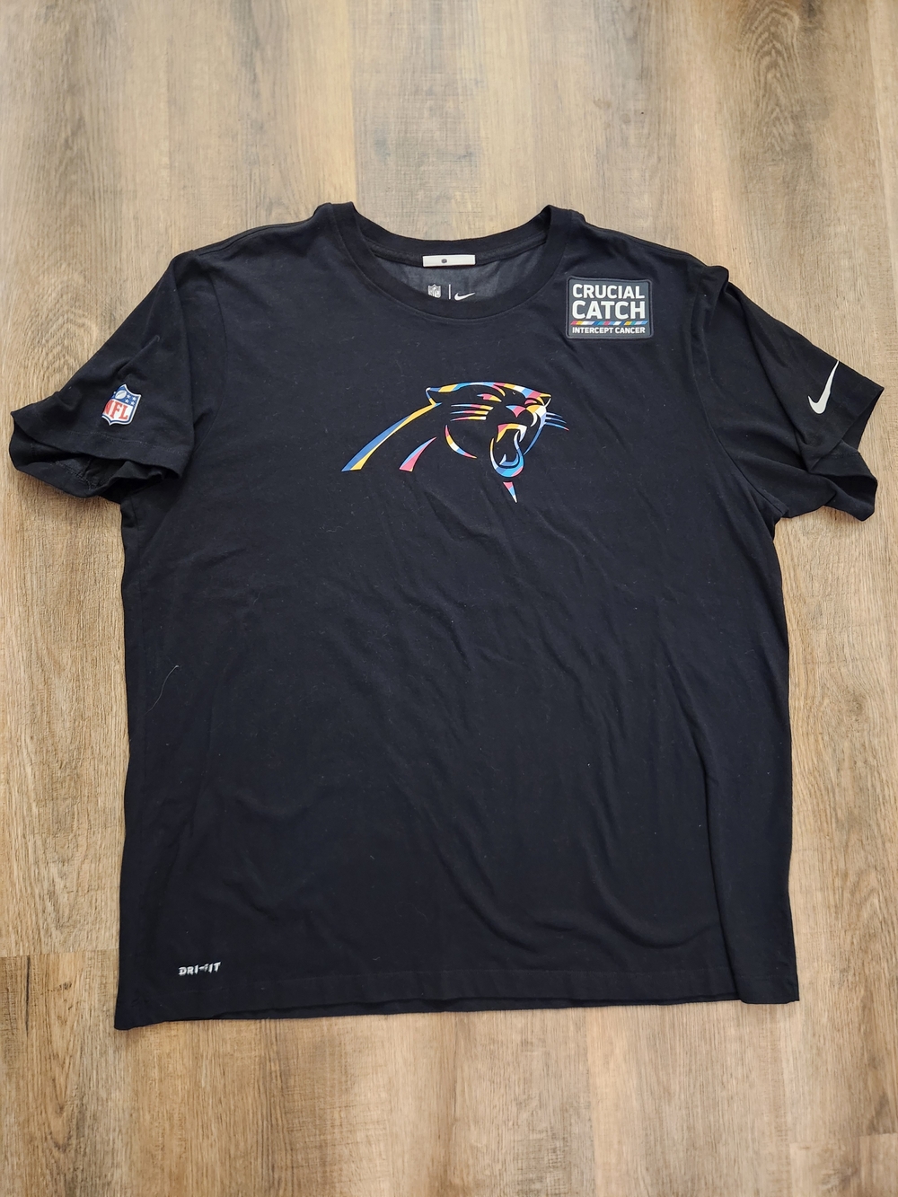 Carolina Panthers T Shirt Nike Dri-Fit Crucial Catch Black Short Sleeve Men 2XL